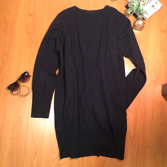Long Navy Blue Button-Up Cardigan - Picture 2 of 5